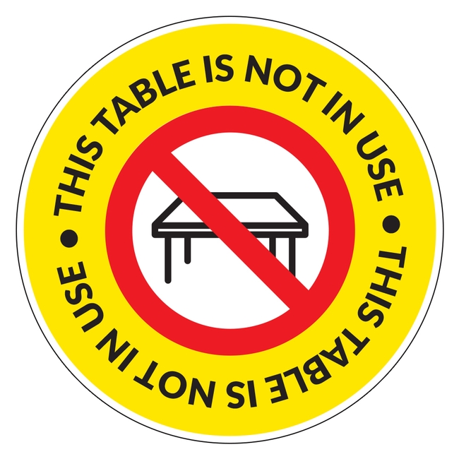 COVID-19 This Table Is Not In Use Table Sticker